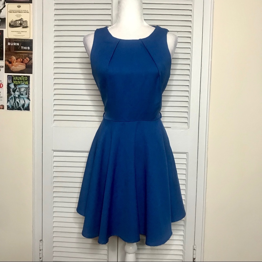 Janette Fashion Fit & Flare Navy Blue Dress